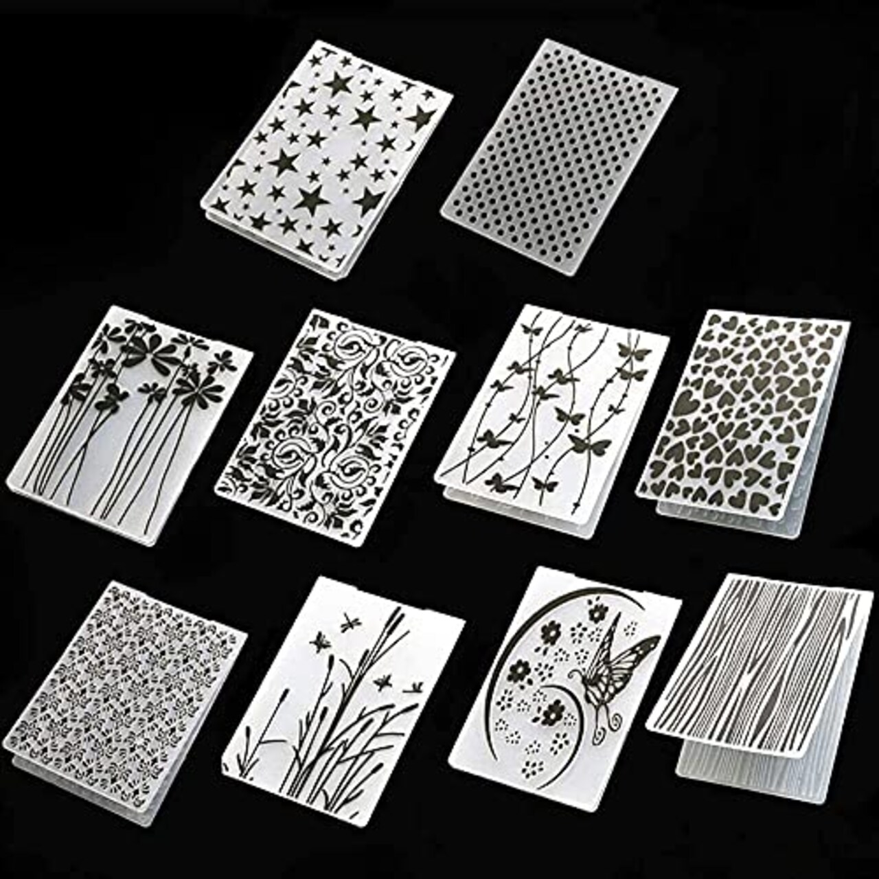 10 Styles Plastic Embossing Folder DIY Craft Template Molds Stamp Stencils Scrapbook Paper Cards Photo Album Making Tool Embossing Folders Handmade Art Craft Supplies Fondant Cake Decorating Mold